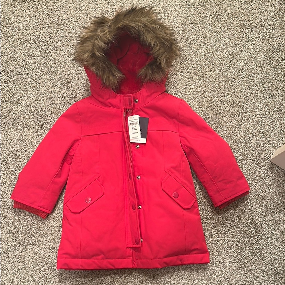 BRAND NEW Baby Gap Toddler Girl 2T Pink Down-filled Parka with Hood